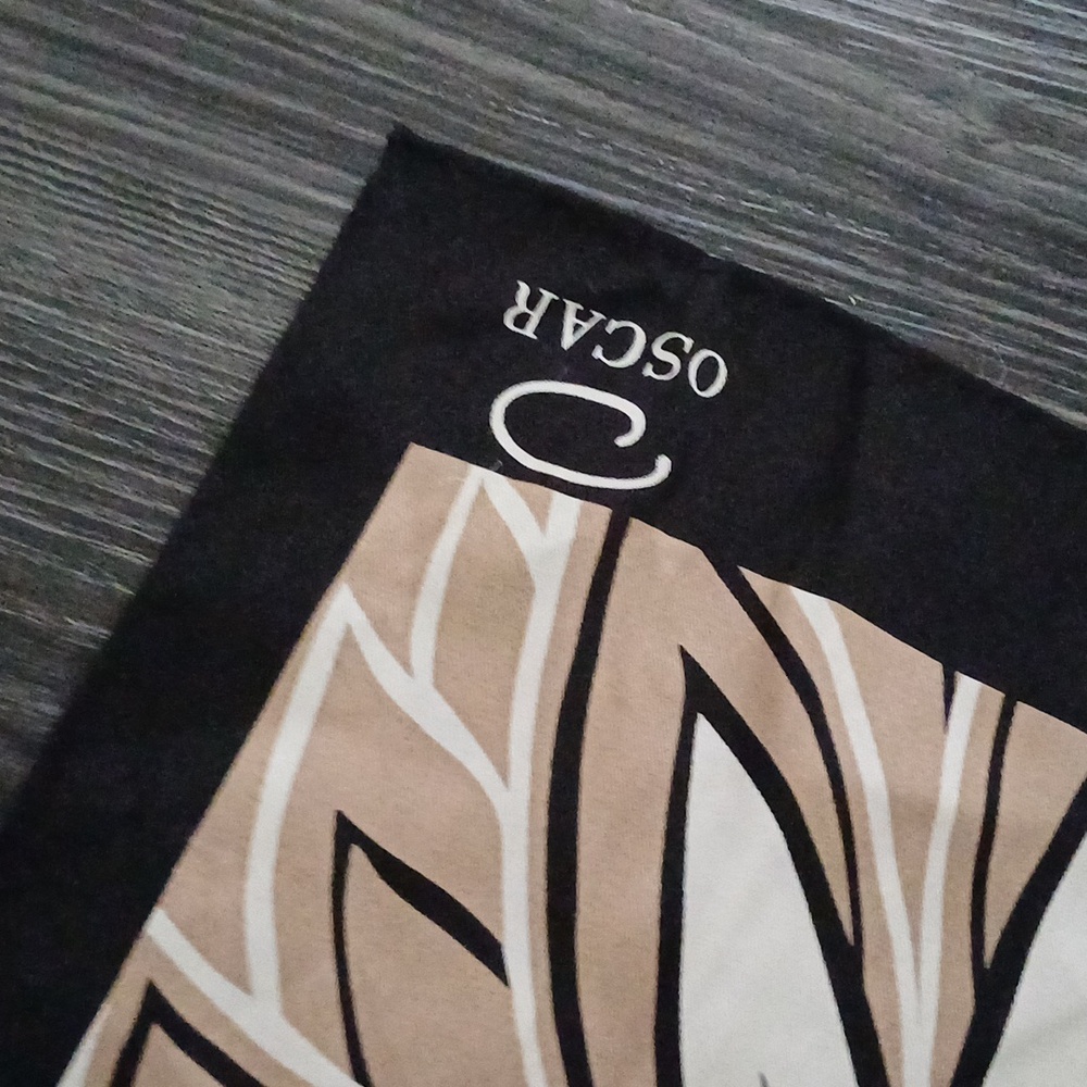 Oscar de la Renta vintage  absract floral silk scarf brown & beige - Picture 7 of 10